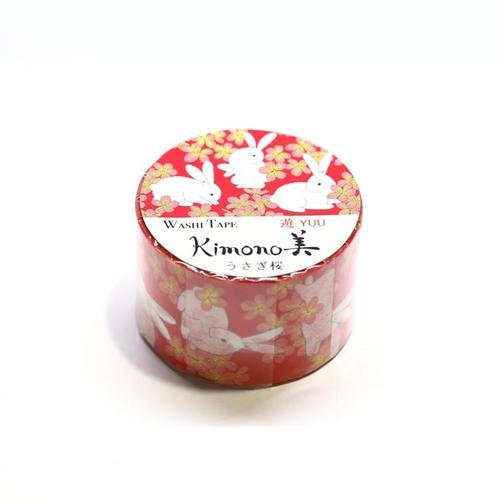 Kamiiso Kimono Washi Tape Rabbit Sakura Pattern Masking Tape
