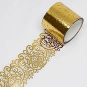 Kamiiso Monde Washi Tape Gold Foil Lace Floral Pattern Clear Tape 35mm