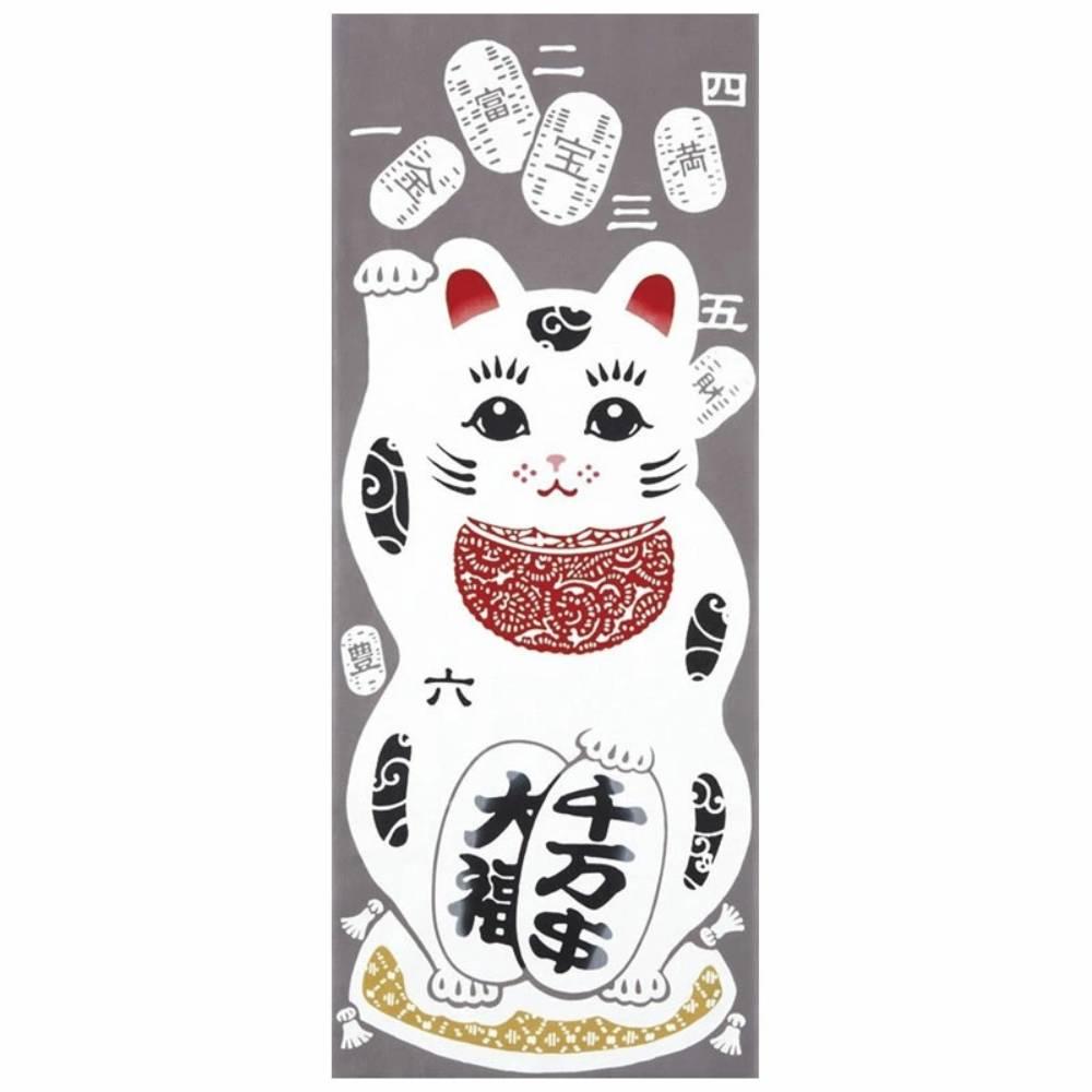 Kenema Tenugui Maneki Neko Lucky Cat Traditional Hand Dyed Cloth