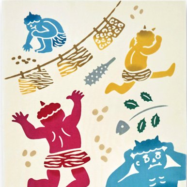 Kenema Tenugui Setsubun Demon Japanese Traditional Hand Dyed Cloth