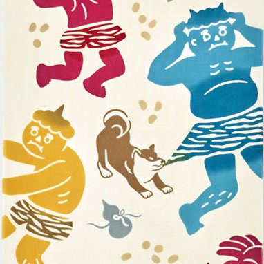 Kenema Tenugui Setsubun Demon Japanese Traditional Hand Dyed Cloth