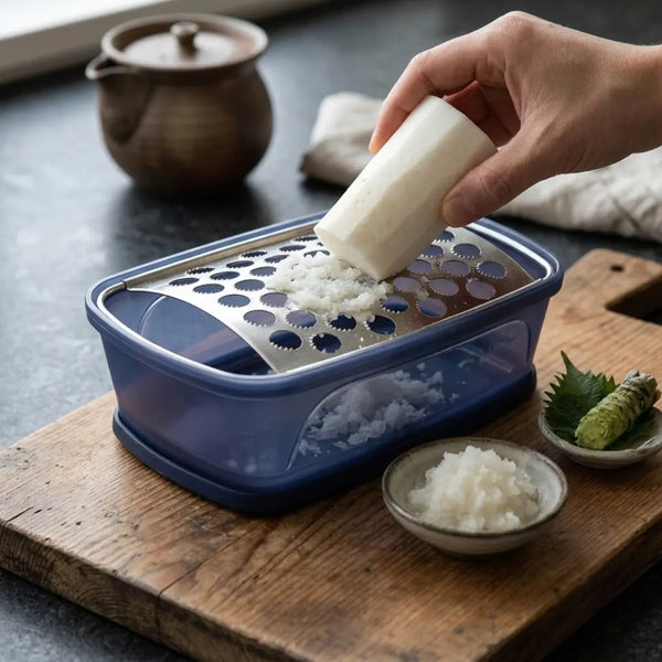 Kiya Multi-Purpose Stainless Steel Food Grater with Built-in Tray (Navy Blue)