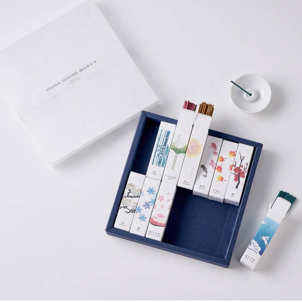 Kousaido Hanga Incense Assortment 10 Seasonal Scents + Holder Gift Set