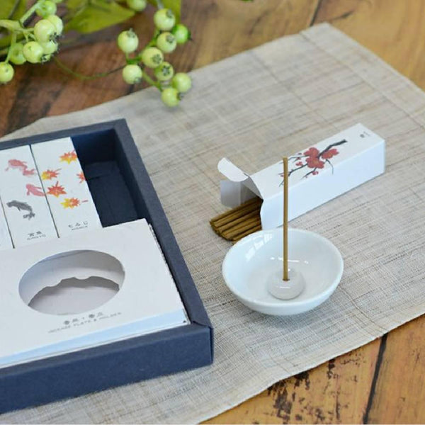 Kousaido Hanga Incense Assortment 10 Seasonal Scents + Holder Gift Set