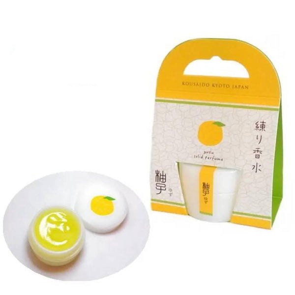 Kousaido Yuzu Solid Perfume Balm Fresh & Revitalizing Citrus Scent 8g