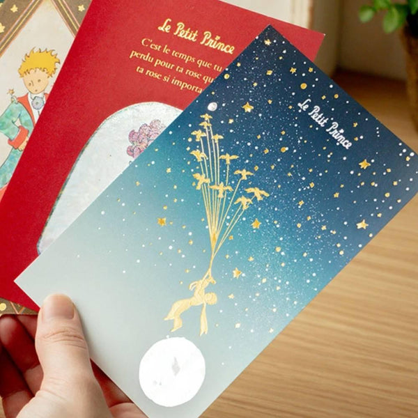 Le Petit Prince Postcard Foil Stamped Migratory Birds Starry Design