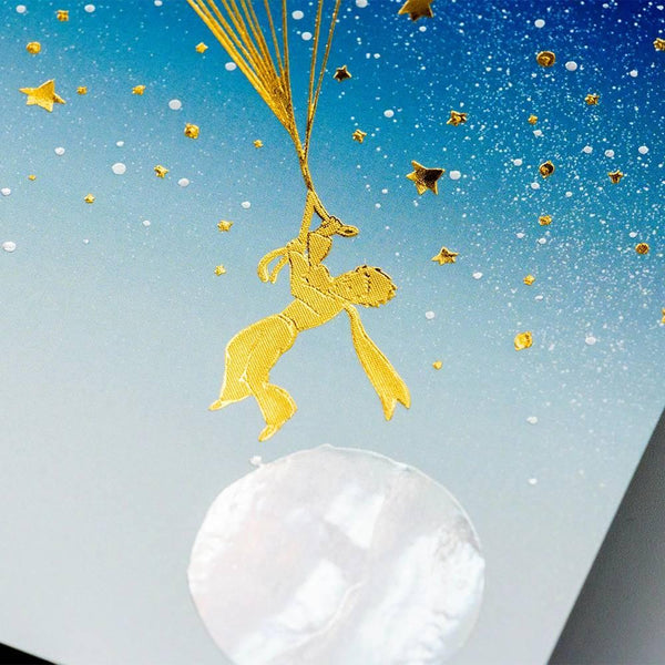 Le Petit Prince Postcard Foil Stamped Migratory Birds Starry Design
