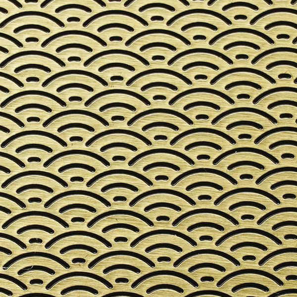 Luxury Brass Coaster Japanese Design Seigaiha Wave Pattern φ8.6cm