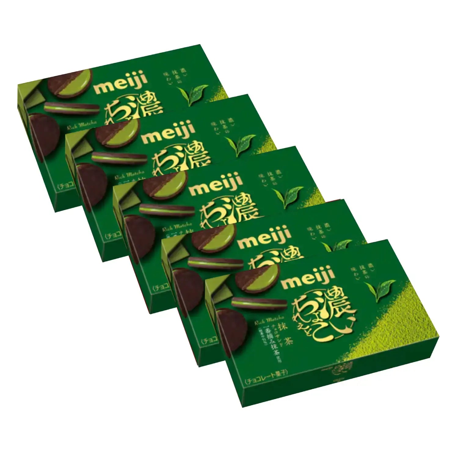 Meiji Rich Matcha Chocolate Sand Matcha Sandwich Cookies (Pack of 5)