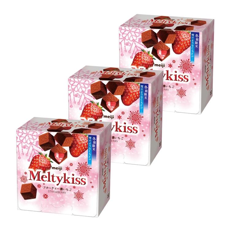 Meltykiss Strawberry Soft Melting Choco Strawberry Cubes 53g (Pack of 3)