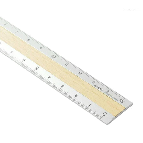 Midori Metal and Wood Metric Ruler 15cm 42257006