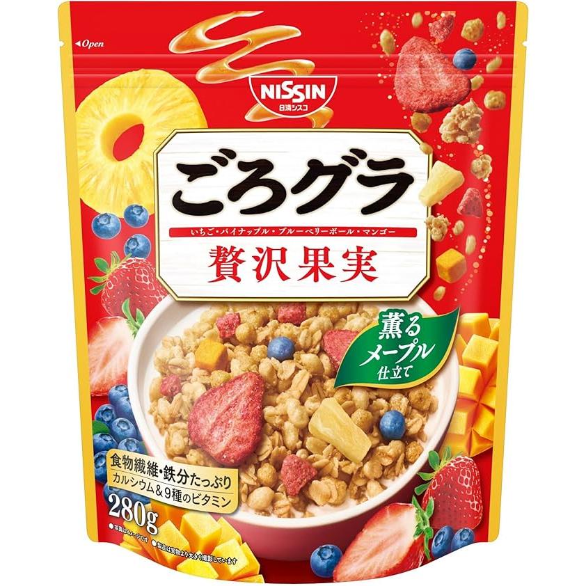 Nissin Gorogura Mixed Fruits Granola Cereal Maple Flavor 280g