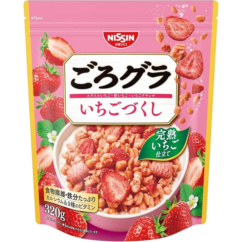 Nissin Gorogura Strawberry Granola High Fiber Breakfast Cereal 320g