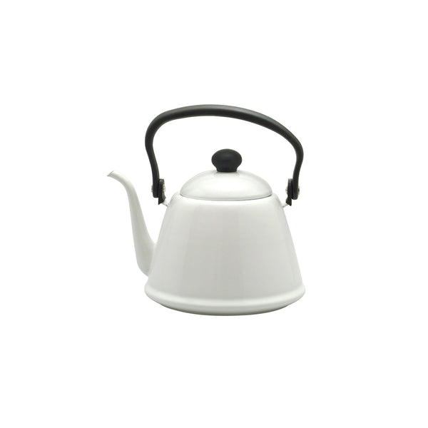 Noda Horo Drip Kettle II Japanese Enamel Gooseneck Kettle White 2L