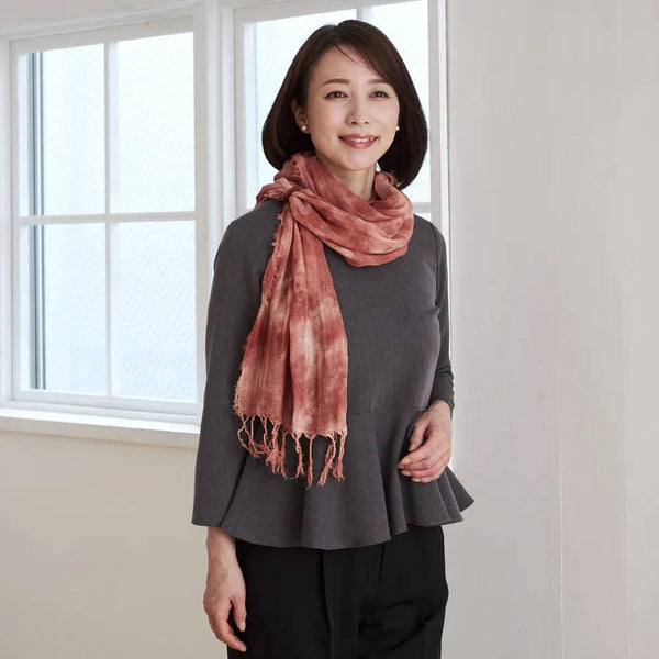 Orim Fukiya Bengara Hand Dyed Cotton Scarf Sunset Red