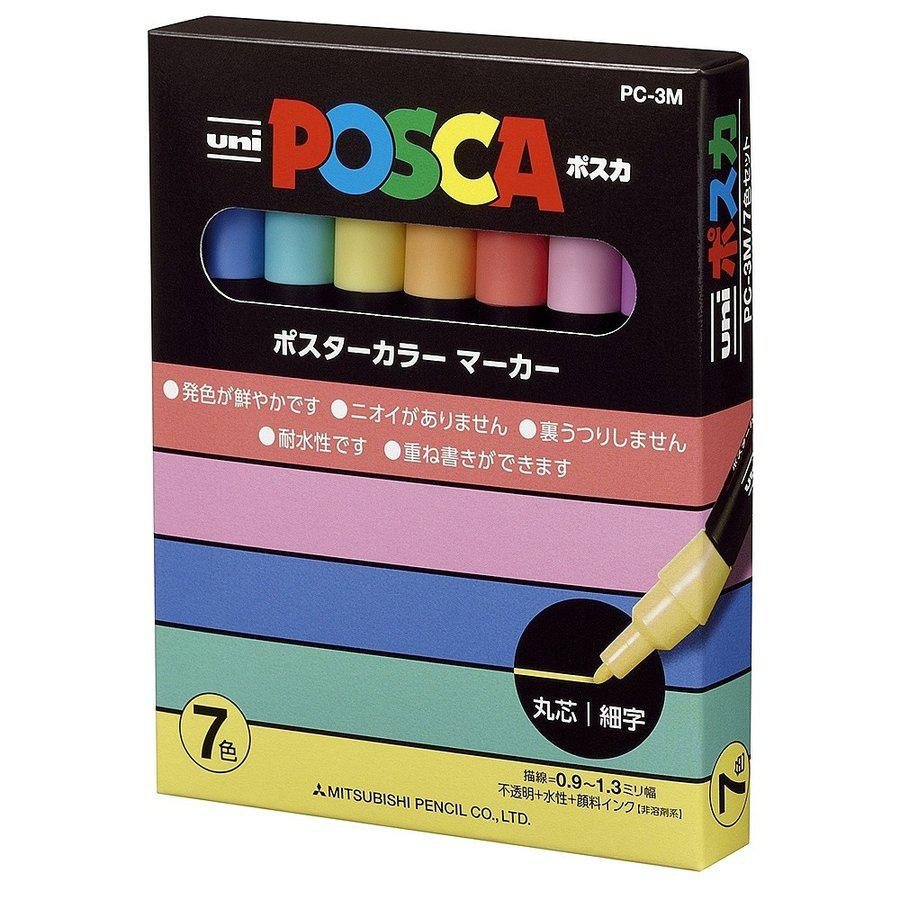 uni Mitsubishi Posca Paint Pastel Marker Set 7 Colors PC-3M 7C
