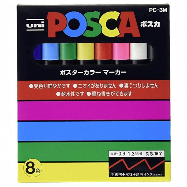 uni Mitsubishi Posca Paint Marker Set 8 Colors PC-3M 8C