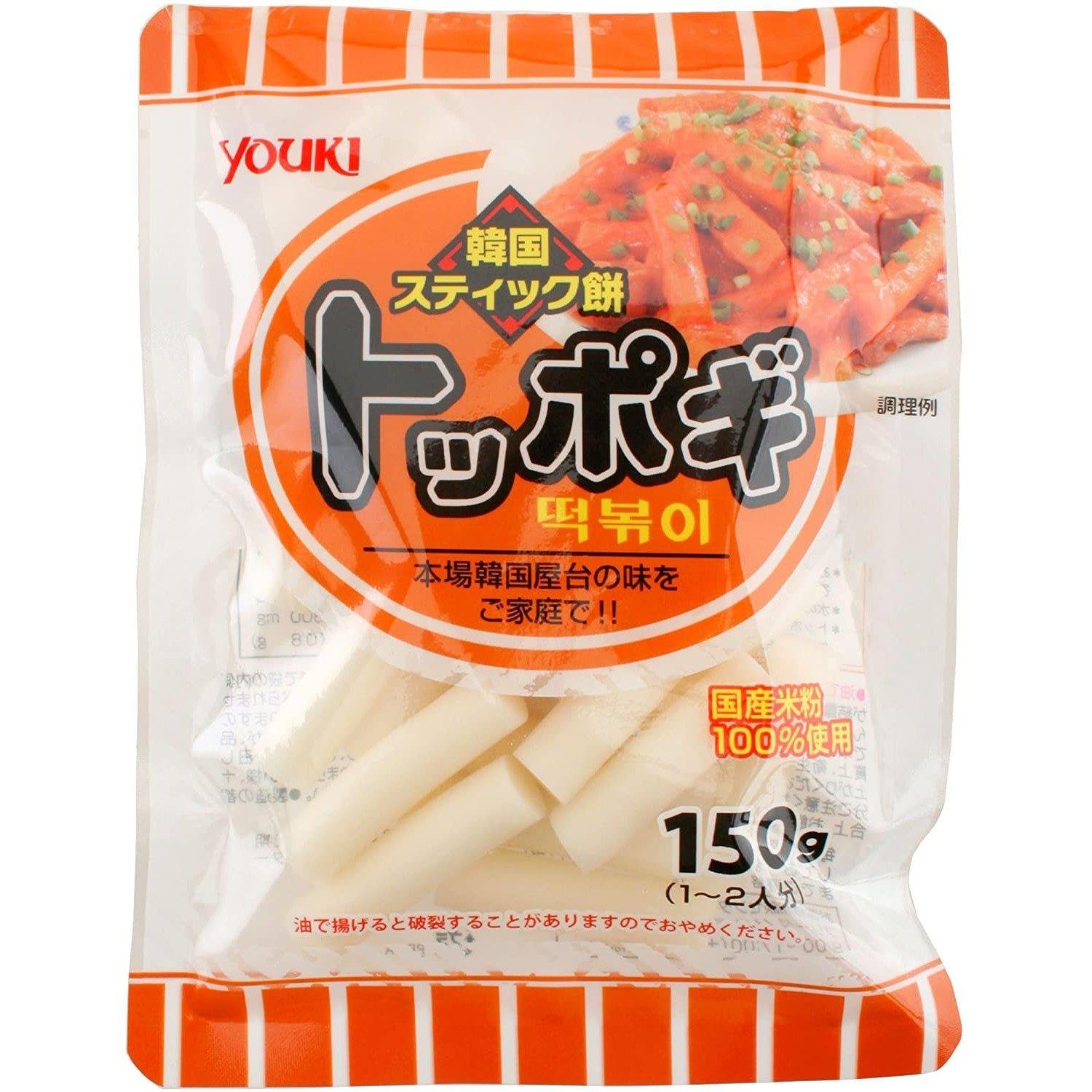 Youki Toppogi Korean Rice Cake Sticks for Tteokbokki 150g