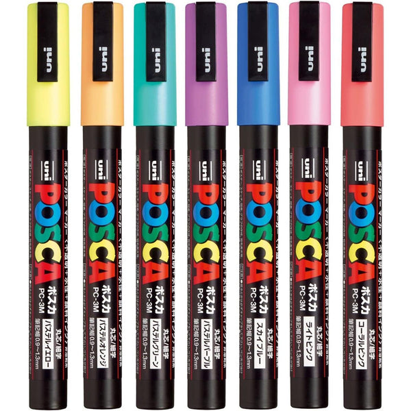 uni Mitsubishi Posca Paint Pastel Marker Set 7 Colors PC-3M 7C