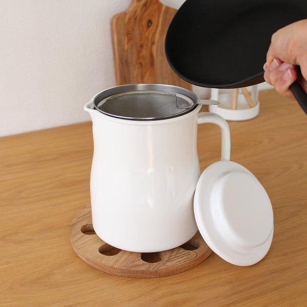 Noda Horo Enamel Oil Filter Pot Activated Carbon Oil Strainer 800ml