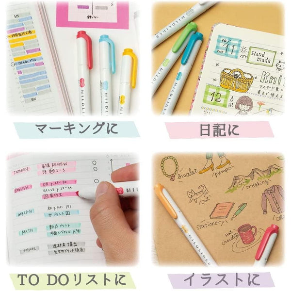 Zebra Mildliner Highlighter Markers Elegant Colors WKT7-5C-NC-N