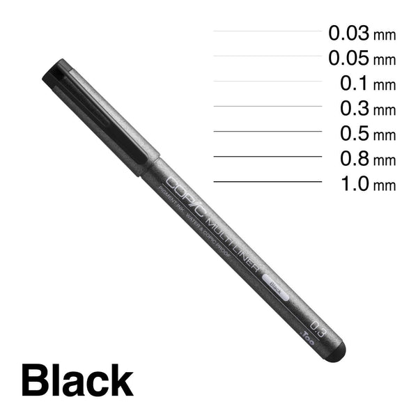 Copic Multiliner Marker Set Black Fine Line Precision Drawing 7 Pens