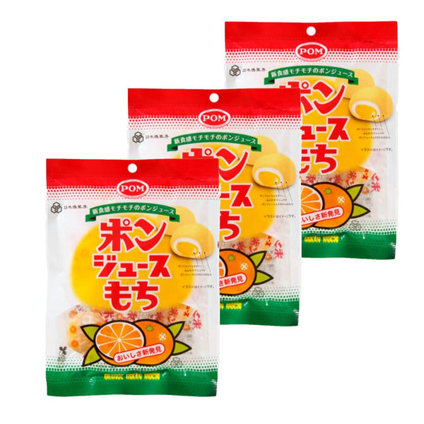 Pon Juice Chewy Mochi Orange Citrus Filled Snack 98g (Pack of 3)