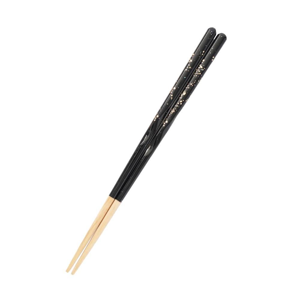 Premium Gold Glitter Black Chopsticks Non-Slip Dishwasher Safe 23cm