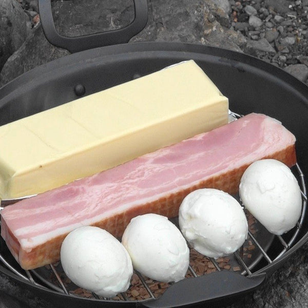 Ptygrace Iron Smoker Durable Smoking Pot & Grill For Camping 27cm