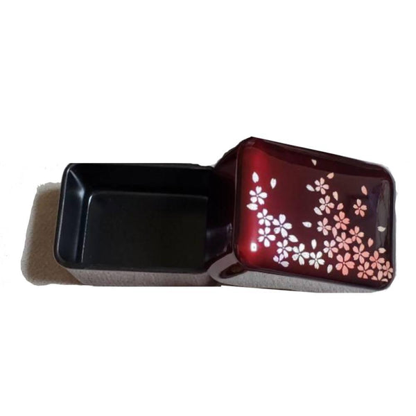 Red Lacquered Small Accessory Case Sakura Cherry Blossom Design