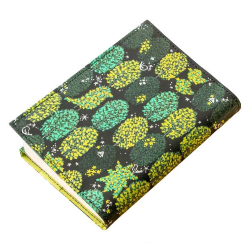 Reusable Book Cover Foil Stamped Original Green Trees Design