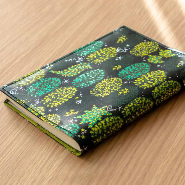 Reusable Book Cover Foil Stamped Original Green Trees Design