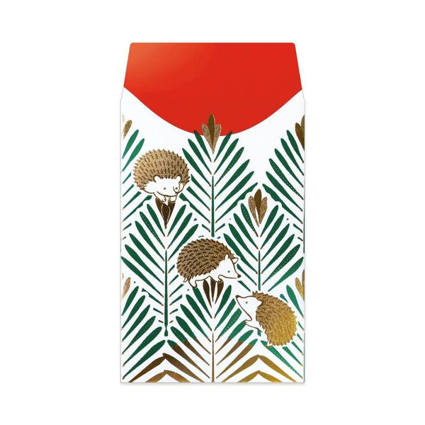 Rokkaku Short Gold Foil Decorative Envelope Hedgehog Design 2 ct.