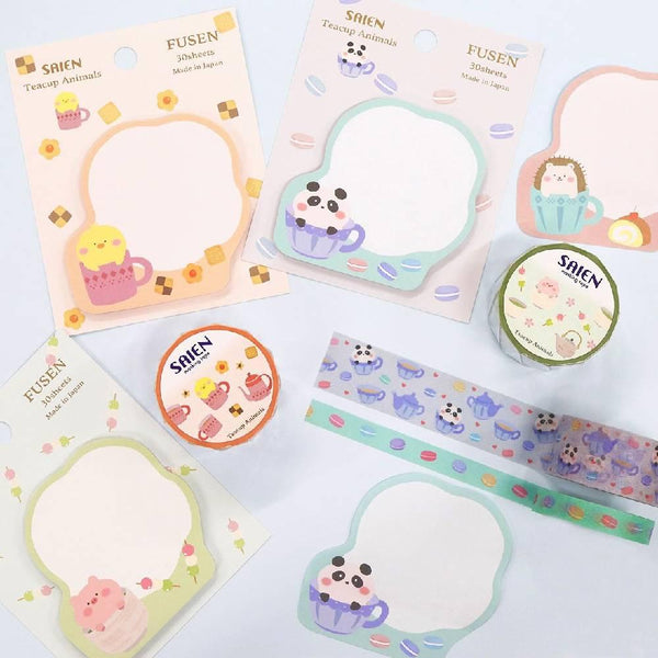 Saien Sticky Notes Cute Teacup Baby Chick Design 30 Sheets