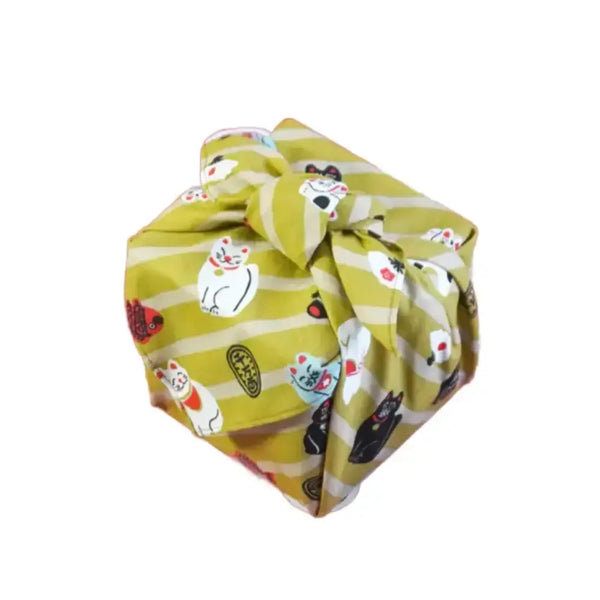 Seiran Furoshiki Lucky Cat Pattern Cotton Wrapping Cloth