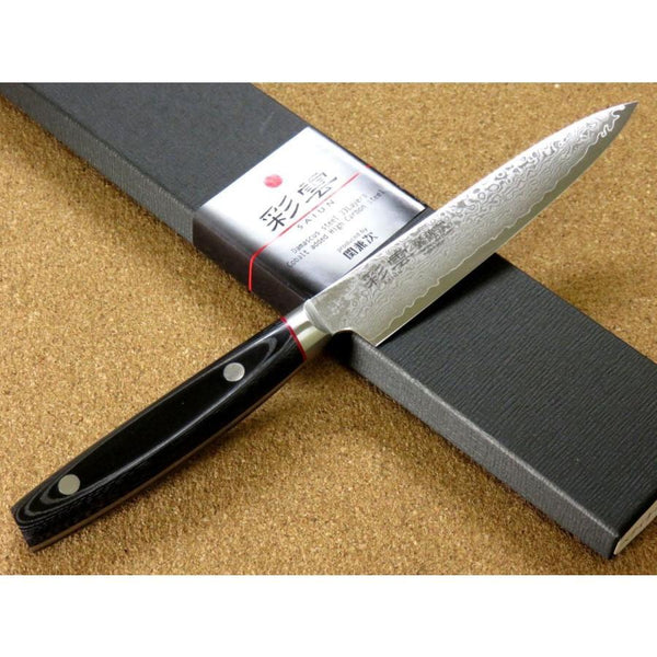 Seki Kanetsugu Saiun 33-Layer Damascus Steel Utility Knife 120mm