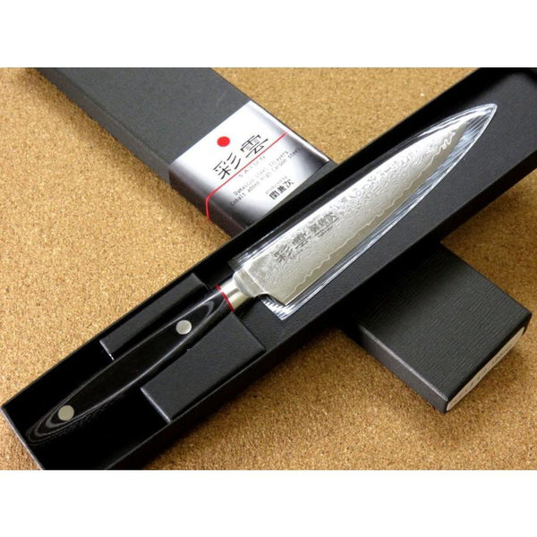 Seki Kanetsugu Saiun 33-Layer Damascus Steel Utility Knife 120mm