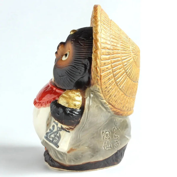 Shigaraki Ware Handmade Ceramic Tanuki Figurine Raccoon Dog Coin Bank 185mm