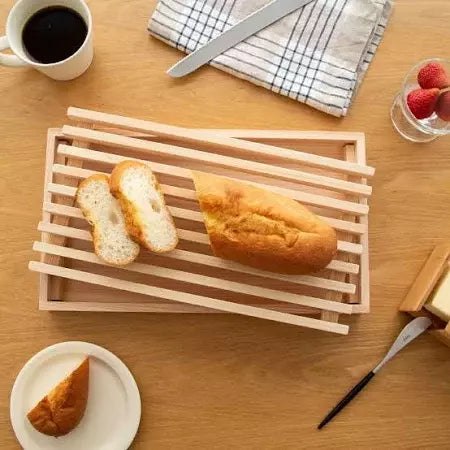 Shimanto Hinoki Cypress Wood Bread Cutting Board with Crumb Tray