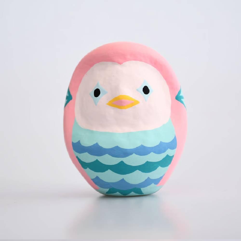 Shirakawa Daruma Amabie Daruma Handmade Cute Pink Yokai Doll 8.5cm
