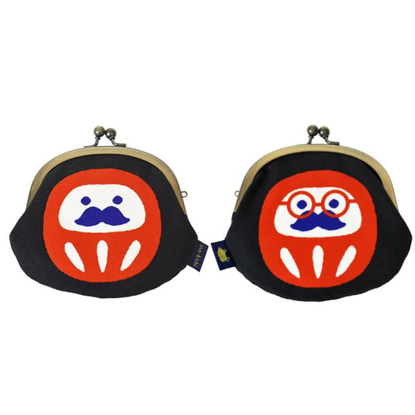 Shirakawa Daruma Cute Black Cotton Small Purse Daruma Design