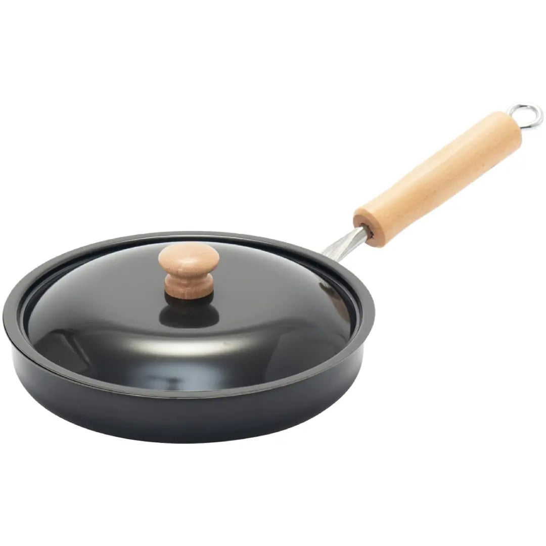 Summit Iron Cookware Iron Frying Pan with Lid & Wooden Handle 20cm