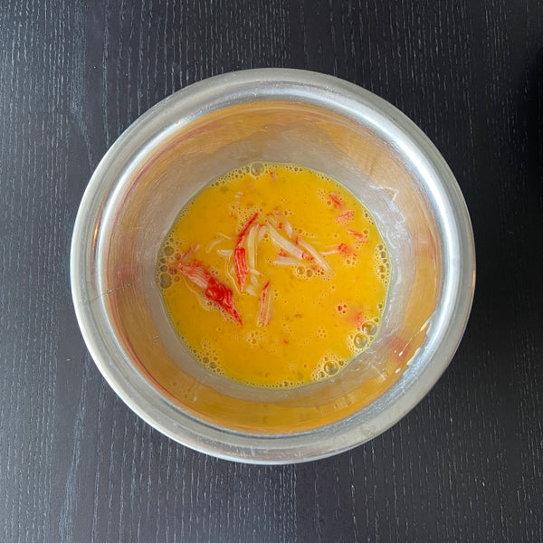 making the crab omelet mixture