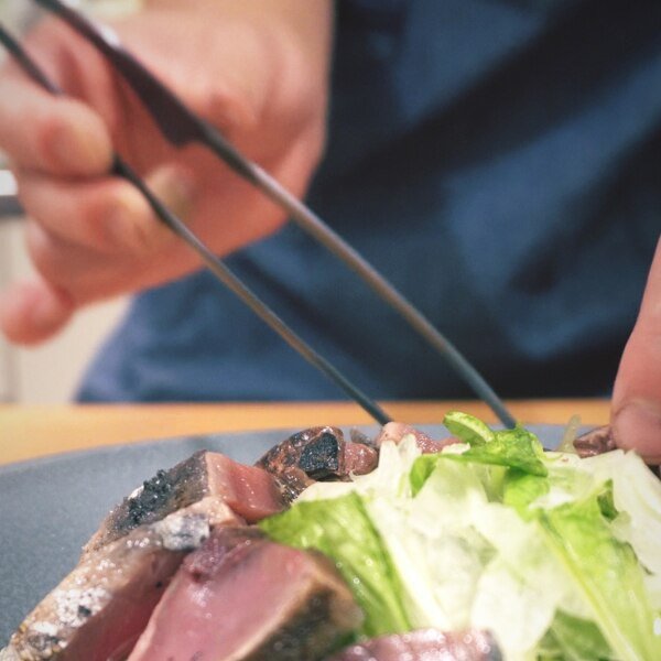 Todai Matte Black Stainless Steel Yakiniku BBQ Clever Tongs 240mm