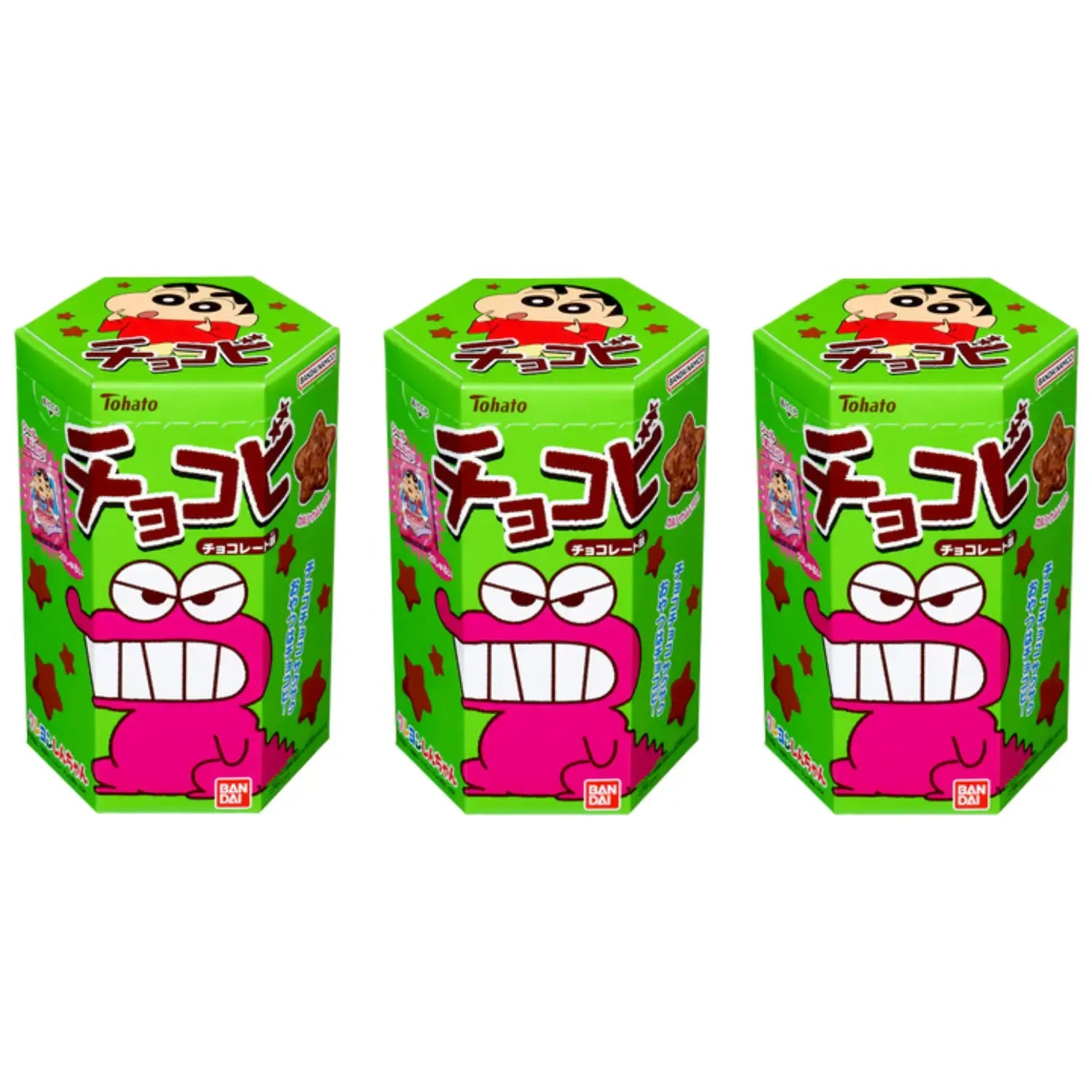 Tohato Chocobi Star Shaped Chocolate Corn Puff Snack + Shin-Chan Sticker 25g (Pack of 3)