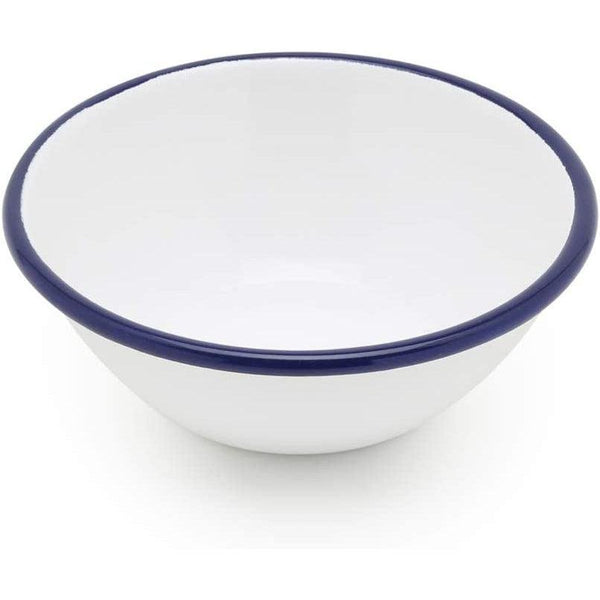 Tsuki Usagi White Enamel Bowl With Navy Blue Detailing