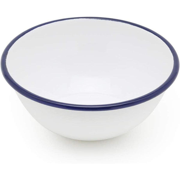 Tsuki Usagi White Enamel Bowl With Navy Blue Detailing