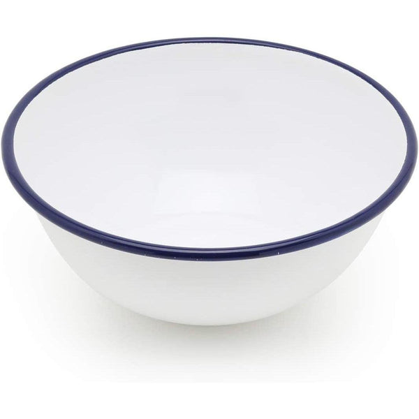 Tsuki Usagi White Enamel Bowl With Navy Blue Detailing