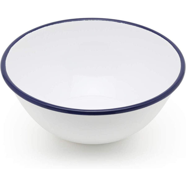 Tsuki Usagi White Enamel Bowl With Navy Blue Detailing