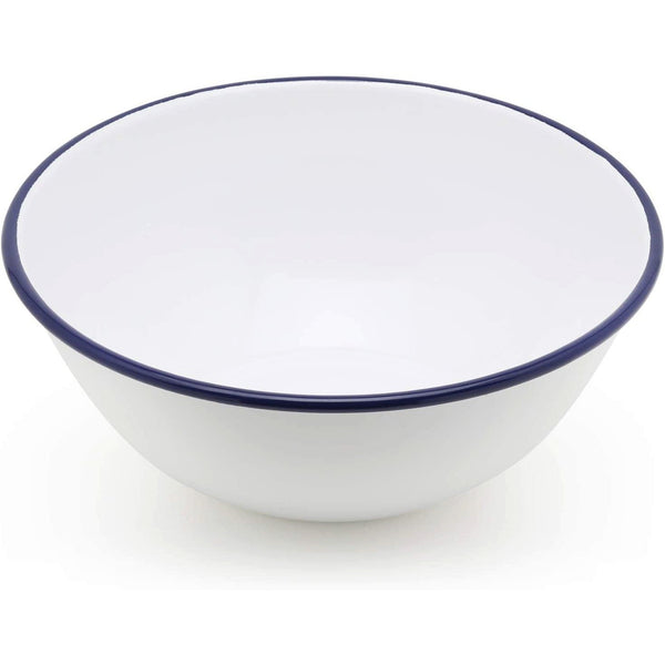 Tsuki Usagi White Enamel Bowl With Navy Blue Detailing